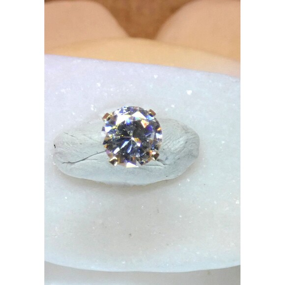 VTG 14Kt Gold .75ct Natural Diamond Earring Single Stud Bright White Eye Clean